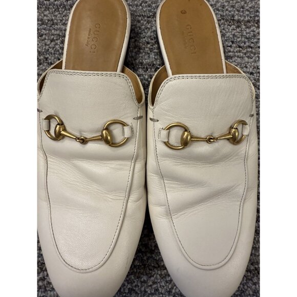 Gucci Womens White Leather Horsebit Mule Slides Size 40 EU - Picture 7 of 8